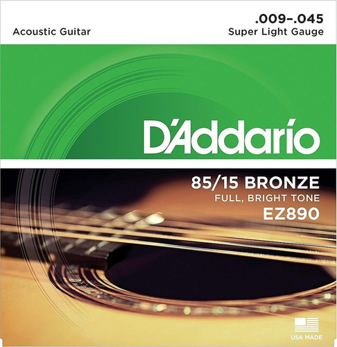 Encordado Daddario Ez890 85/15 Bronce 009 045 G Acustica