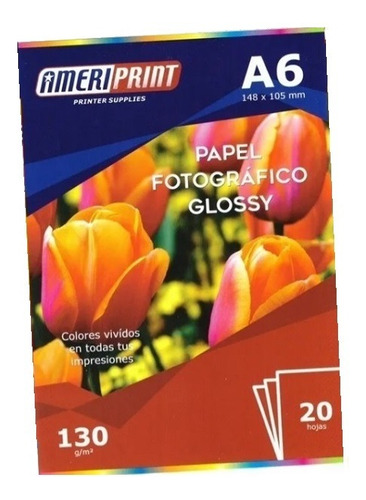 Papel Fotografico Ameriprint Glossy 130g 20 Hojas A6