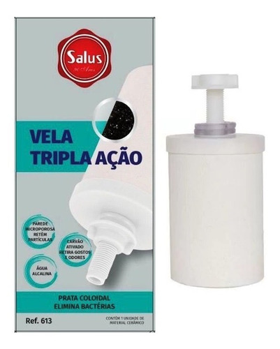 Vela Tripla Ação Salus 613 Carvão Ativado C/ Prata Coloidal