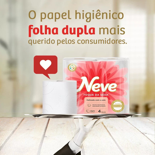 Papel Higiênico Neve Toque De Seda Folha Dupla 24 Unidades