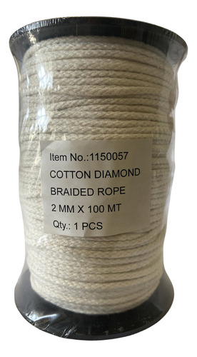 Cordón De Algodón Trenzado 2 Mm X 100 M Zarzartex