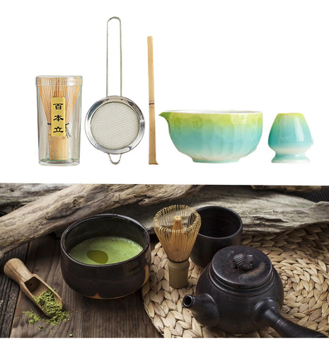 5pcs Matcha Set, , Japonés, Utensilios Artesanales Azul