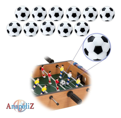 Imagen 4 de 5 de Set De 12 Pelotas Para Futbolito Blanco Y Negro