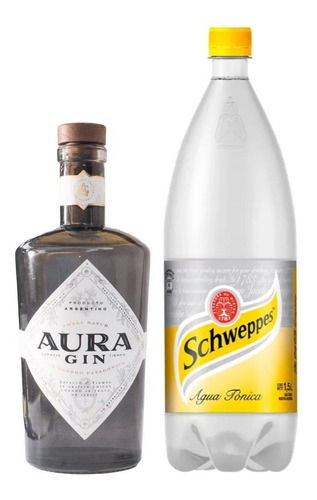 Gin Aura 700ml + Agua Tonica Schweppes Tónica 1,5lts Oferta