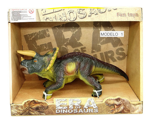 Juguete Dinosaurio Triceratops Goma Realista 25 Cm.