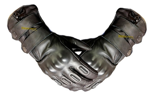 Guantes 100% Cuero Caña Larga Térmico Impermeable Cafe Racer