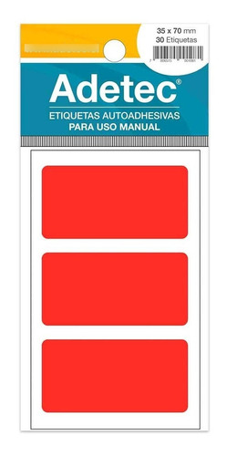 30 Etiquetas Manual Rectangular Mix Fluor 35x70 Mm 