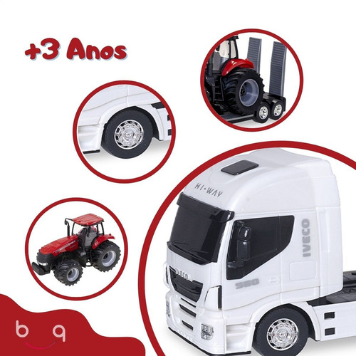 Imagem 4 de 10 de Kit Brinquedo Caminhão Iveco Plataforma + Trator Case