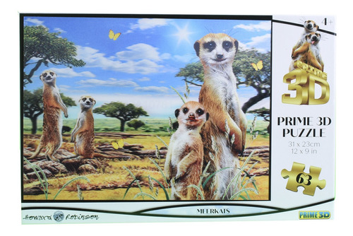 Puzzle Rompecabezas Meerkats Prime 3d 63 Piezas