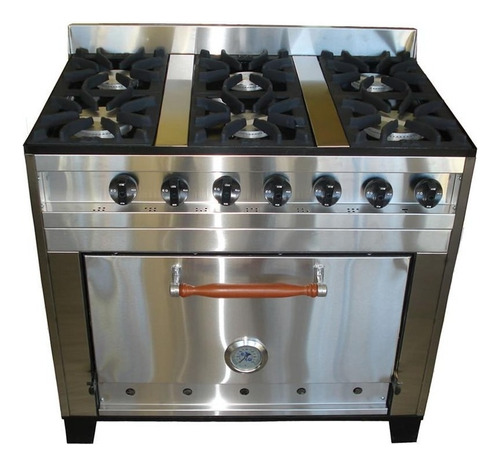 Cocina Industrial Eg 6 Hornallas 93cm Profesional Acero R/f.