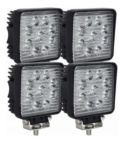 4 Faros Led Cuadrados 27w Auto Moto 4x4 Utv Cuatri