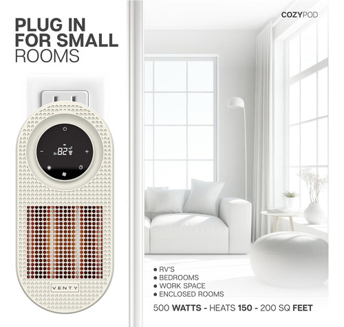 Calefactor Portátil Enchufable Venty Cozypod 500w Led