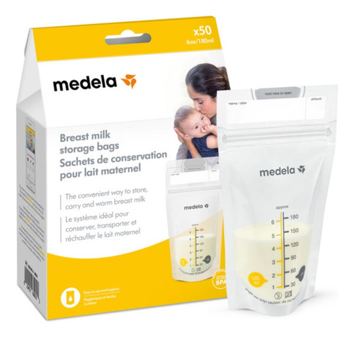Medela Bolsas De 180ml Para Almacenar Leche Materna 50 Pzs