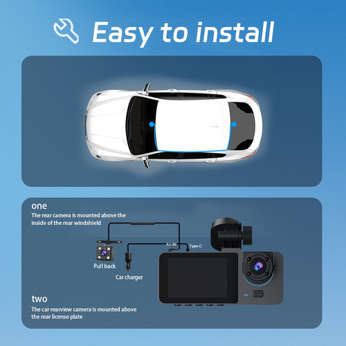 Cámara Para Automovil Dashcamera 32gb Tarjeta 1080p 3camaras