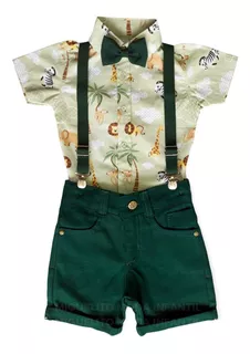 Roupa Festa Infantil Safari Verde Infantil Festa 1ano Envio