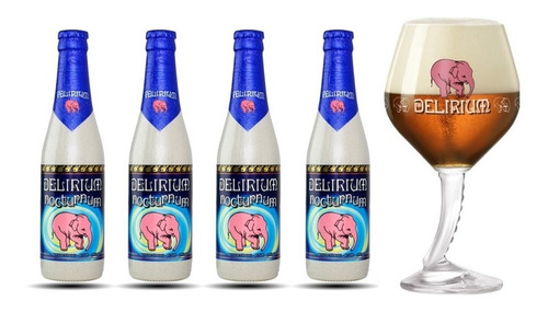 Cerveza Importada Belga Delirium Nocturnum X 4 Und + Copa