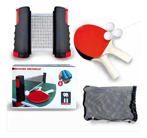 Set Ping Pong +par Paletas +red Retractil +3 Pelotas