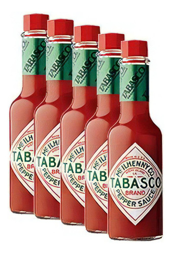 5x Molho Tabasco Red Pepper Sacuce 60ml