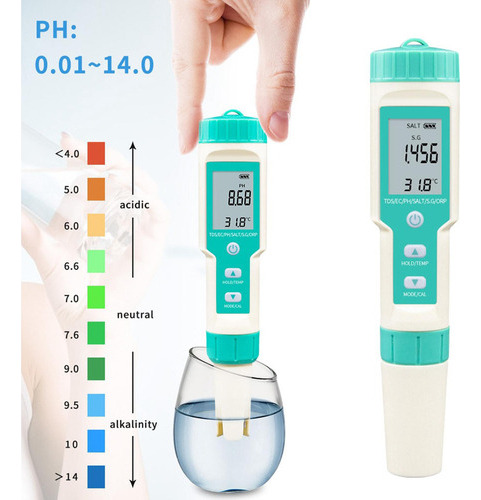 Medidor Digital De Calidad Del Agua 7 En 1 Ph Tds Temp Ec