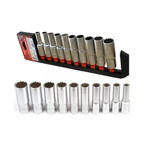 Jg Soquete Cachimbo Longo Estriado 1/2 10pçs 8-19mm Promoção