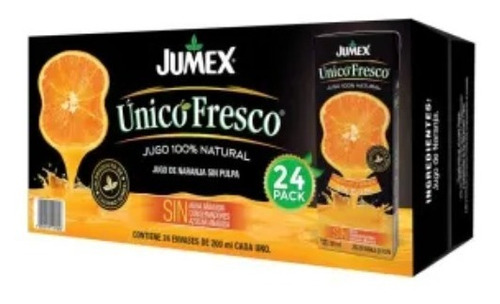 Jumex Único Fresco Jugo De Naranja 24 Pz/200 Ml (sin Pulpa)