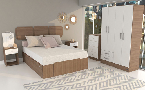 Mesa De Luz Cajon 56 × 38 × 38 Cm Diseño Moderno Dakar Zero Color Mezzo Frente Blanco
