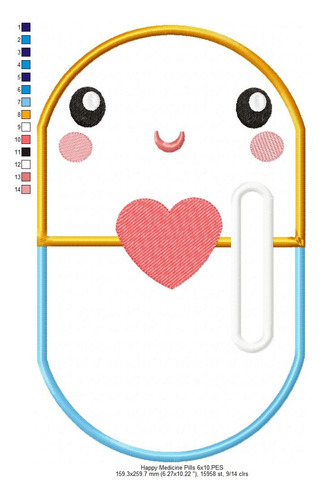 Matriz Para Bordados Maquina Pastilla De Medicina Feliz 4108