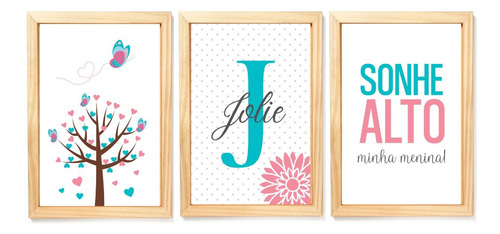 Kit 3 Quadros Decorativos - Borboletas