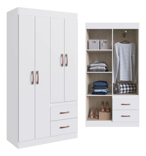 Placard Armario 4 Puertas 2 Cajones Ropero Closet Dormitorio