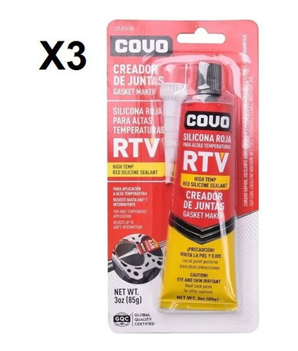 Silicon Rojo Rtv 85 Gramos Alta Temperatura Marca Covo