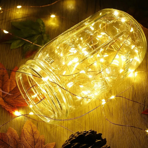 Imagen 2 de 3 de Packx10 Luces Led Alambre 1 Metro Sumergible Pilas Para Deco