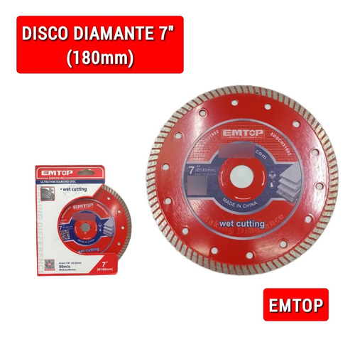 Disco De Corte De Diamante 7  Emtop Somos Tienda Física 