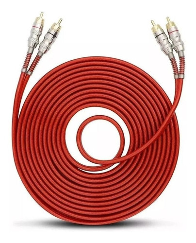 Cabo Rca 5 Metros Blindado Tech One 5mm Cor Vermelho