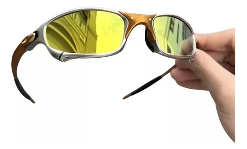 Oculos De Sol Juliet 24k Polarizado X Metal Penny Doublex Cor Da Armação Prateado Cor Da Haste Amarelo Cor Da Lente Amarelo Desenho Ocean