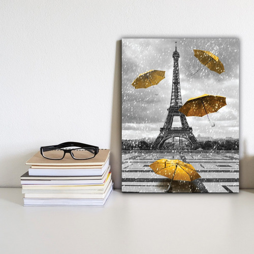 Imagem 2 de 3 de Placa Decorativa Torre Eiffel Detalhe Amarelo