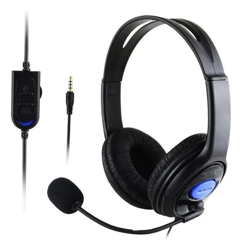 Auricular Juego Ps4 Gamer Con Microfono Control De Volumen Color Negro