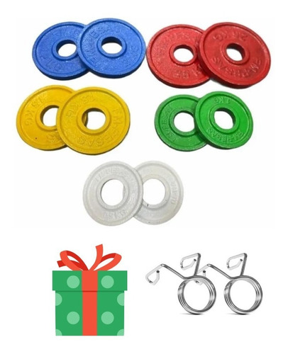 Kit Set 15kg Discos Fraccionados Fraccionales Olimpicos