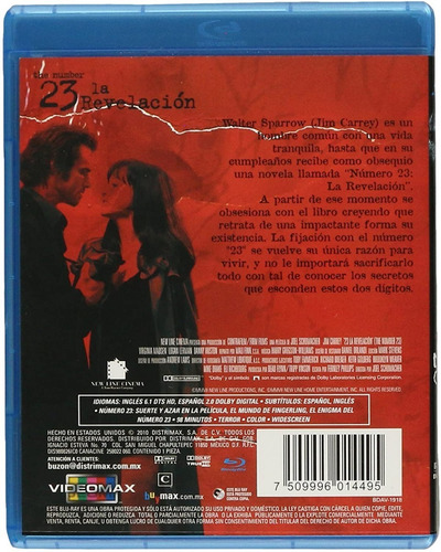 Numero 23 La Revelación Blu Ray Jim Carrey Película Nuevo