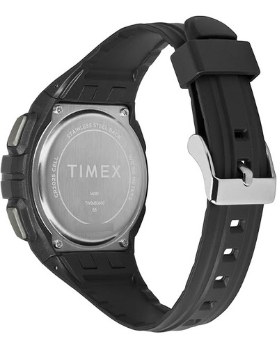 Reloj Hombre Timex Digital Con Luz Alarma 43 Mm Tw5m638009j Correa Negro Bisel Gris oscuro Fondo Gris