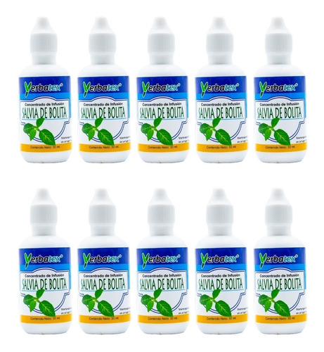 10 Extractos De Hierba Salvia De Bolita En Gotas 30 Ml C/u