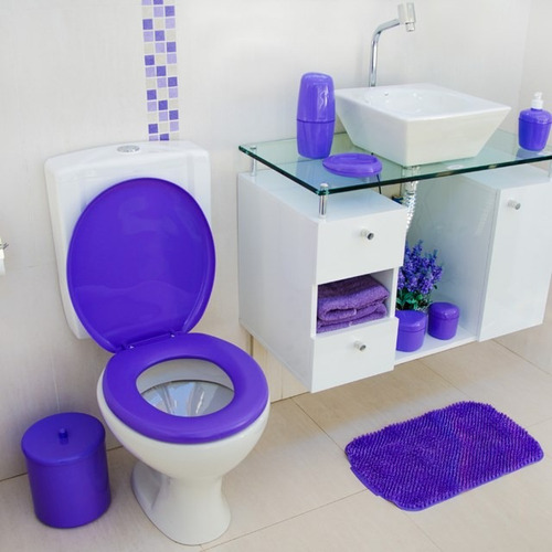 Tapa Indoro Acolchada Baño Color Violeta.