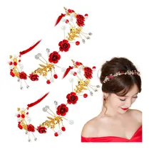Comprar Diademas De Flores Rojas Y Diamantes, Set De 2 Piezas