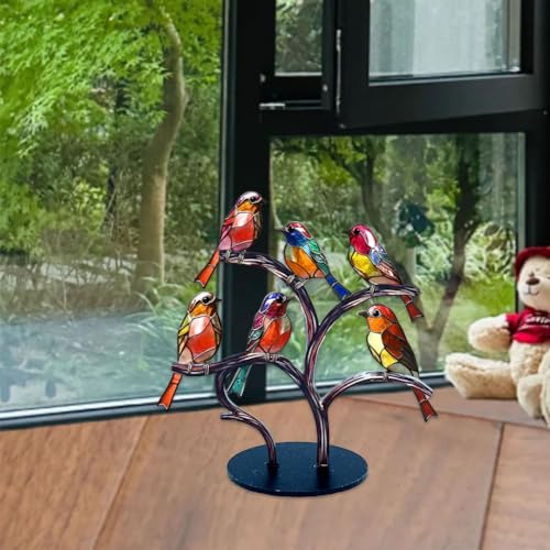Decoración Mesa Pájaros Acrílico Estatua Coloridos Ornamento