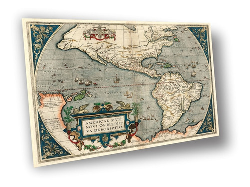 Lienzo Canvas Arte Decoración Mapa América 1570 80x100