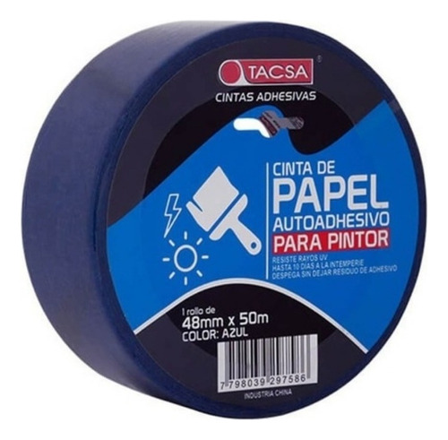 Cinta De Papel Azul Enmascarar Pintor Tacsa 48 Mm X 50 Mts Liso