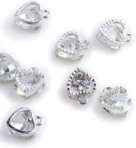 Charms Heart Shaped Platinum 100 Piezas Beadthoven