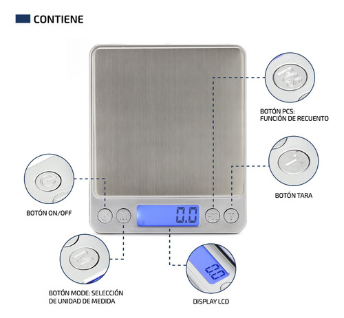 Imagen 7 de 8 de Balanza De Alta Precision Digital Cocina 0.1 Gr A 3000 Grs Color Plateado