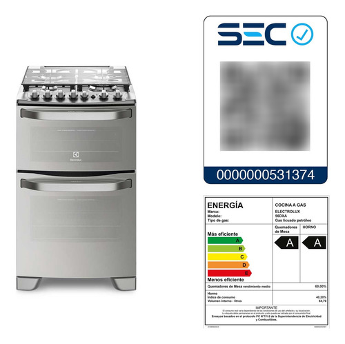 Cocina A Gas 4 Platos Doble Horno Triple Llama 56dxa Inox