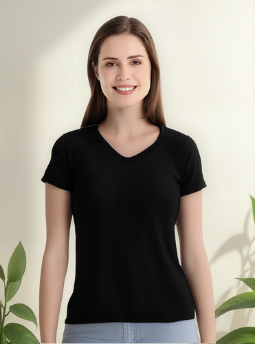 Playera Deportiva Dama Cuello V 100% Poliester Colores Gym