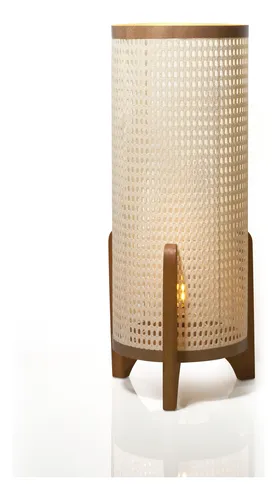 comprar Luminária Chão Sala Coluna Pés Madeira Rústico Moderno